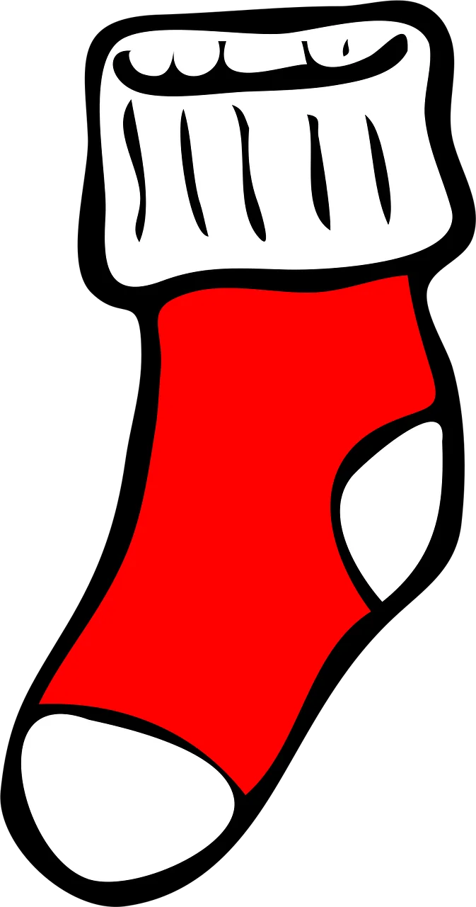Festive Red Christmas Stocking Clipart with Bold Black Outline Design