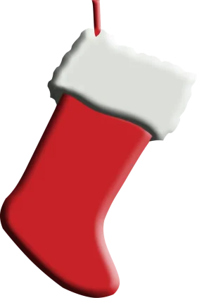 Classic Red Christmas Stocking Clipart with Fluffy White Trim Decoration