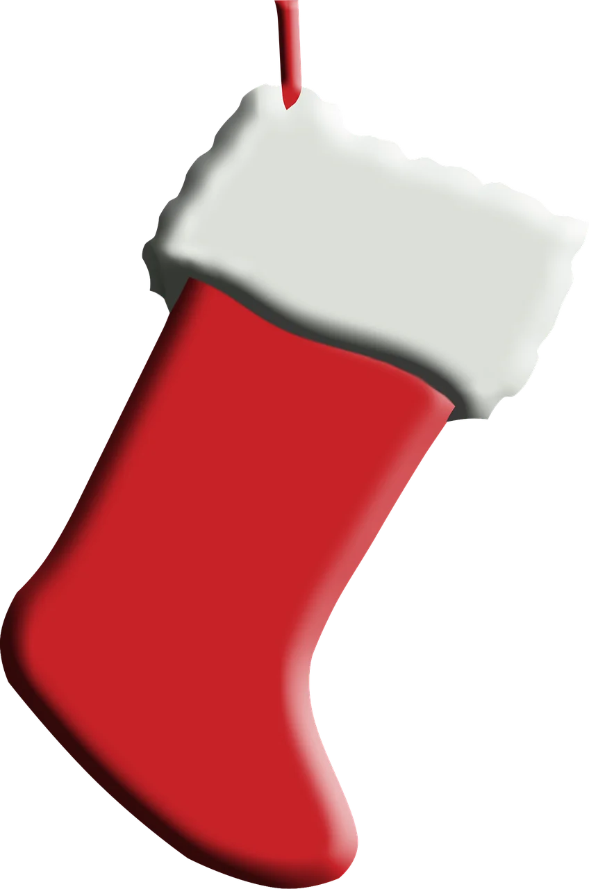 Classic Red Christmas Stocking Clipart with Fluffy White Trim Decoration