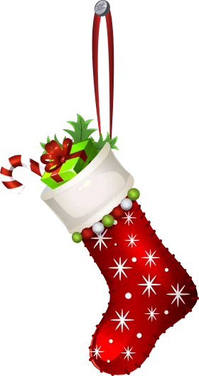 Festive Christmas Stocking Clipart with Candy Cane and Decorative Embellishments