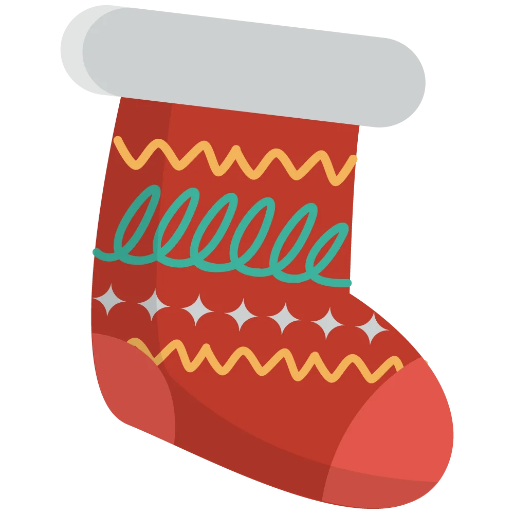 Festive Red Christmas Stocking Clipart with Decorative Zigzag Patterns