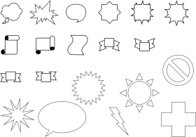 Black and White Comic Book Speech Bubbles and Graphic Design Clipart Collection