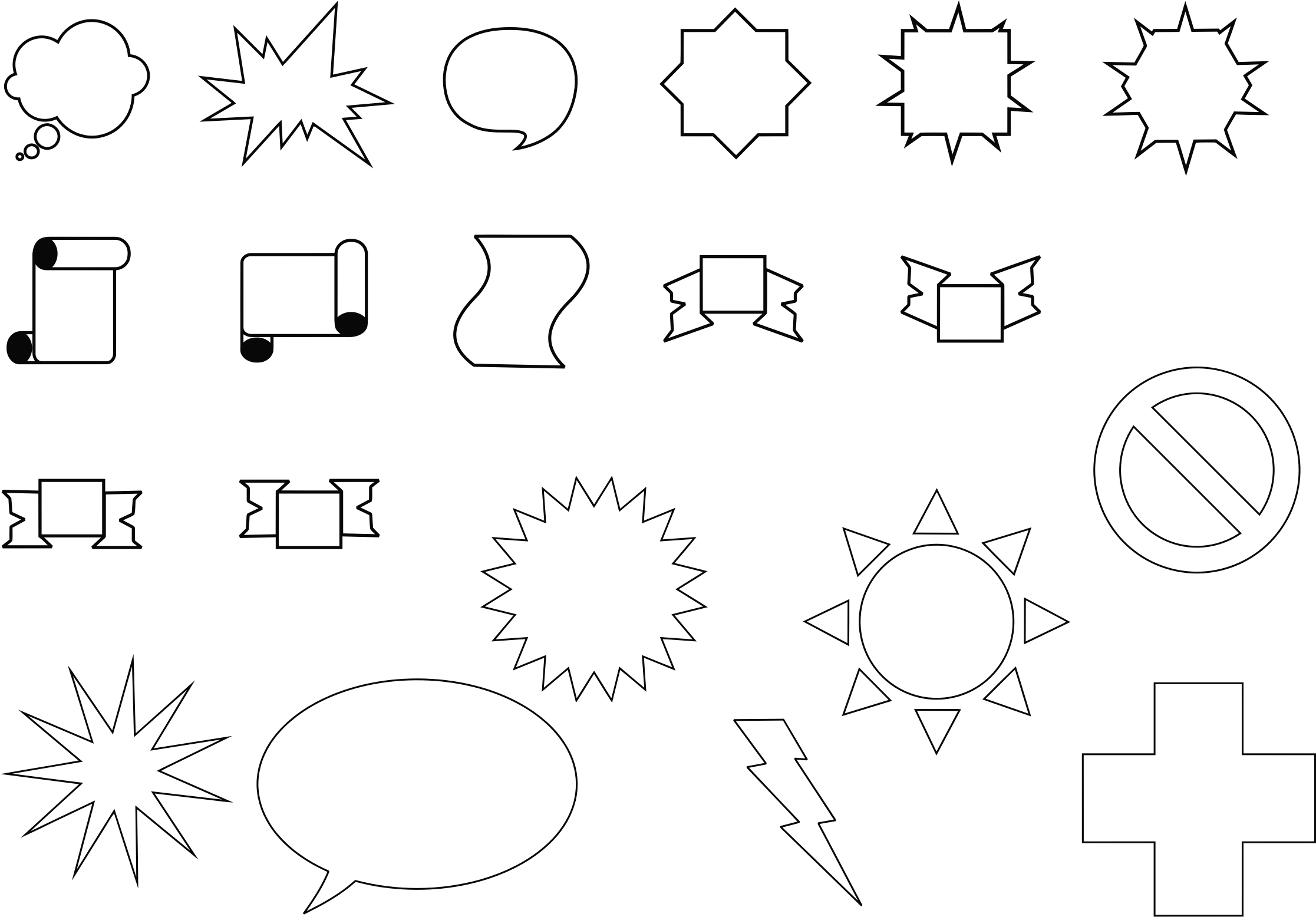 Black and White Comic Book Speech Bubbles and Graphic Design Clipart Collection