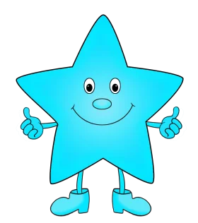 Cheerful Blue Star Clipart Character with Happy Smile and Thumbs Up