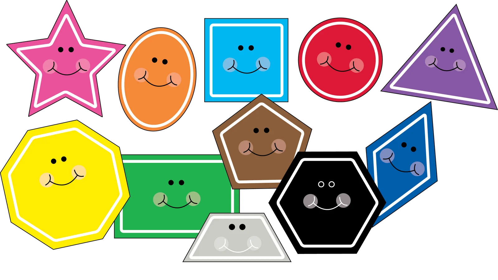 Cheerful Geometric Shapes Clipart Collection with Adorable Smiley Expressions