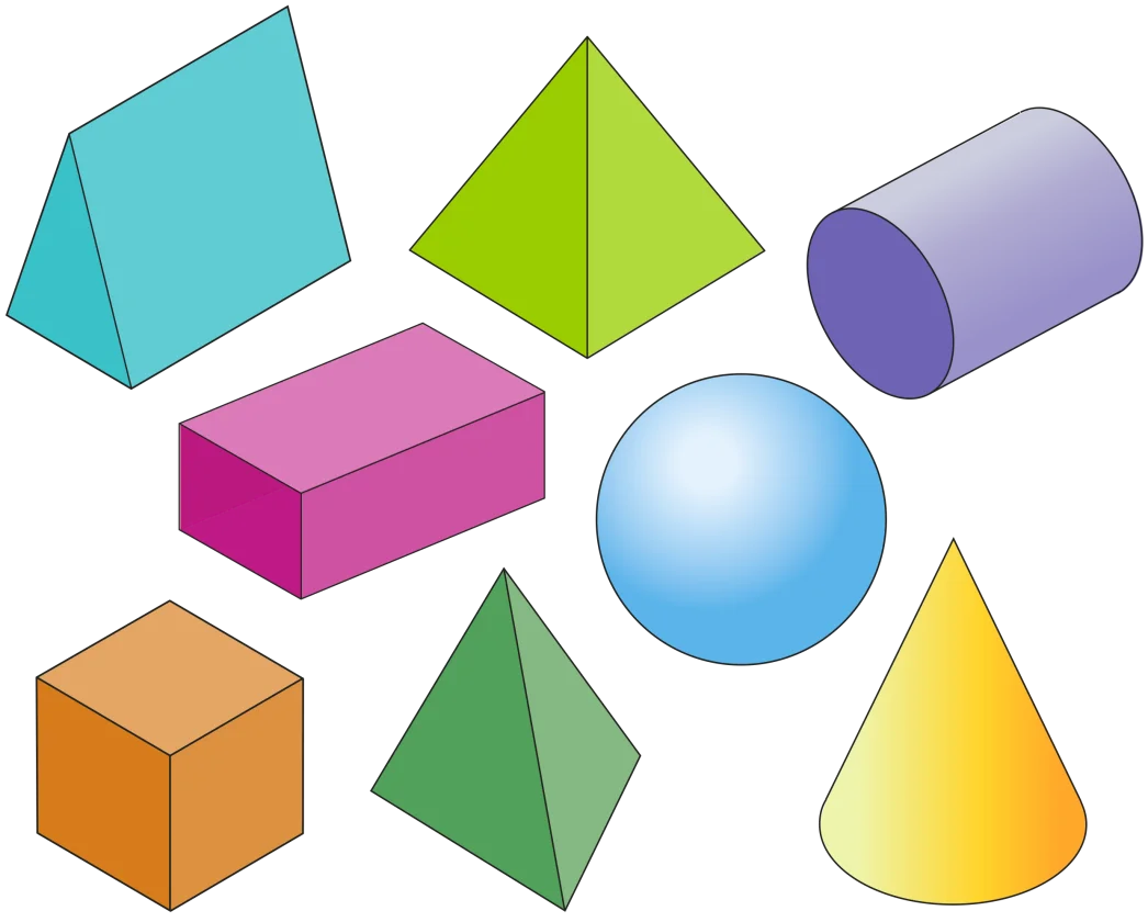 Colorful 3D Geometric Shapes Clipart Collection for Educational Design