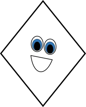 Diamond-Shaped Smiley Face Clipart with Cheerful Blue-Rimmed Eyes