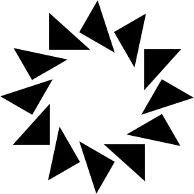 Dynamic Geometric Starburst Clipart: Triangular Radial Design in Black and White