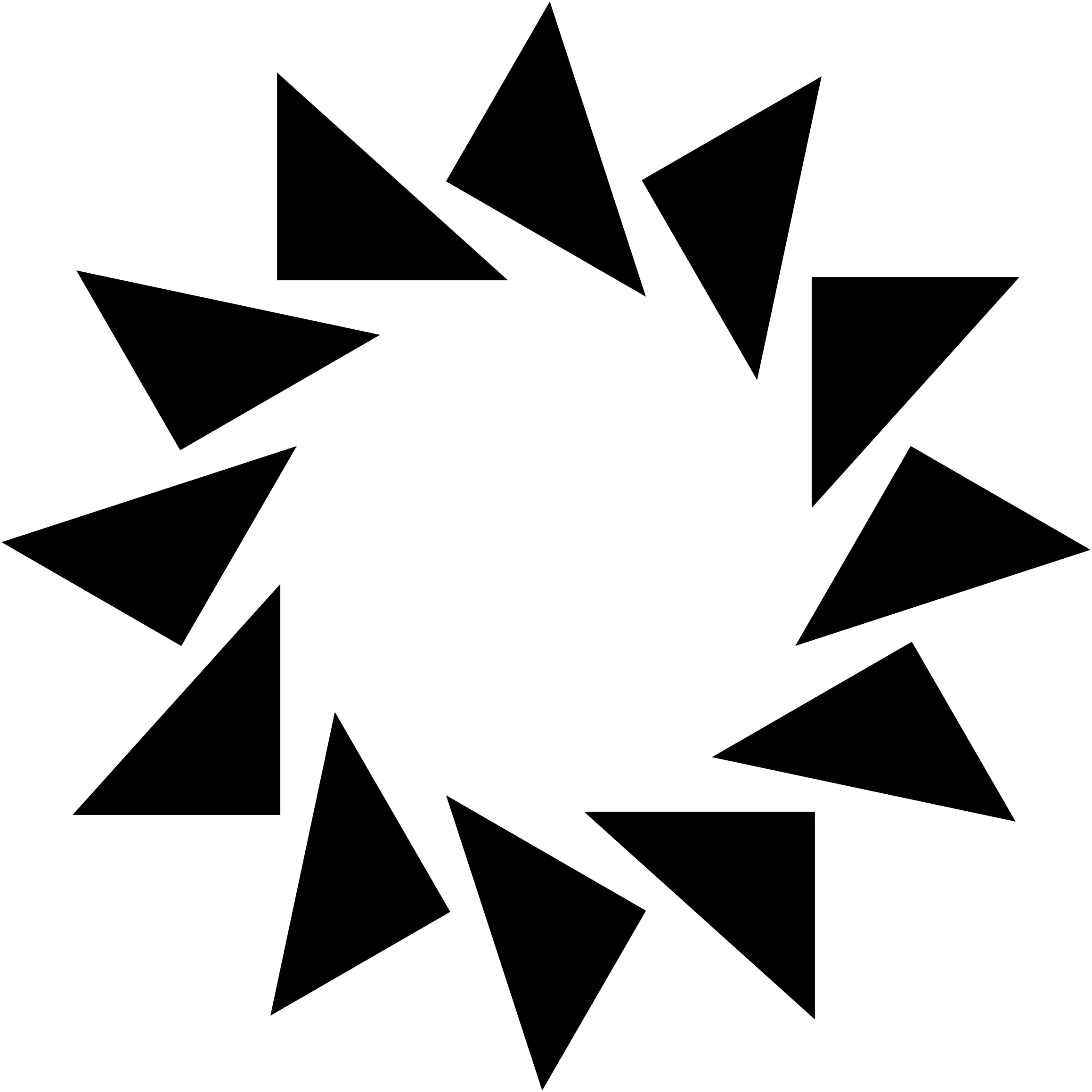 Dynamic Geometric Starburst Clipart: Triangular Radial Design in Black and White
