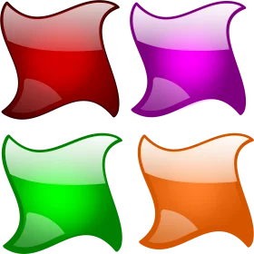 Four Stylized Wavy Abstract Geometric Shapes Clipart Collection in Bold Colors