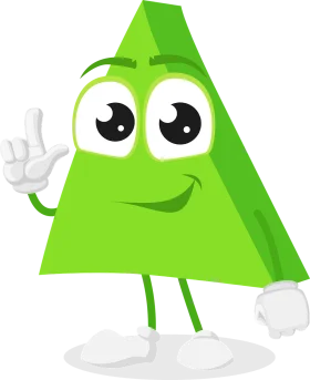 Friendly Green Triangle Character Waving Hello in Playful Cartoon Clipart Style