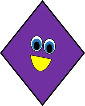 Playful Purple Diamond Shape Cartoon Character Clipart with Googly Eyes