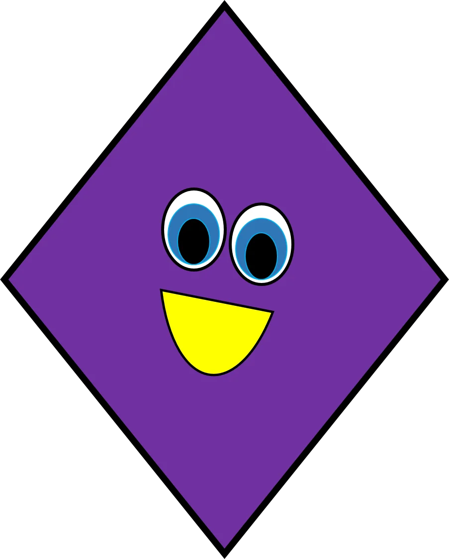 Playful Purple Diamond Shape Cartoon Character Clipart with Googly Eyes