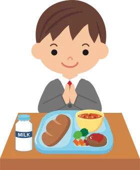 Adorable School Lunch Clipart Illustration of a Smiling Young Student