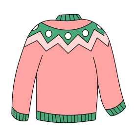 Charming Pink and Green Retro Geometric Pattern Ugly Sweater Clipart Design