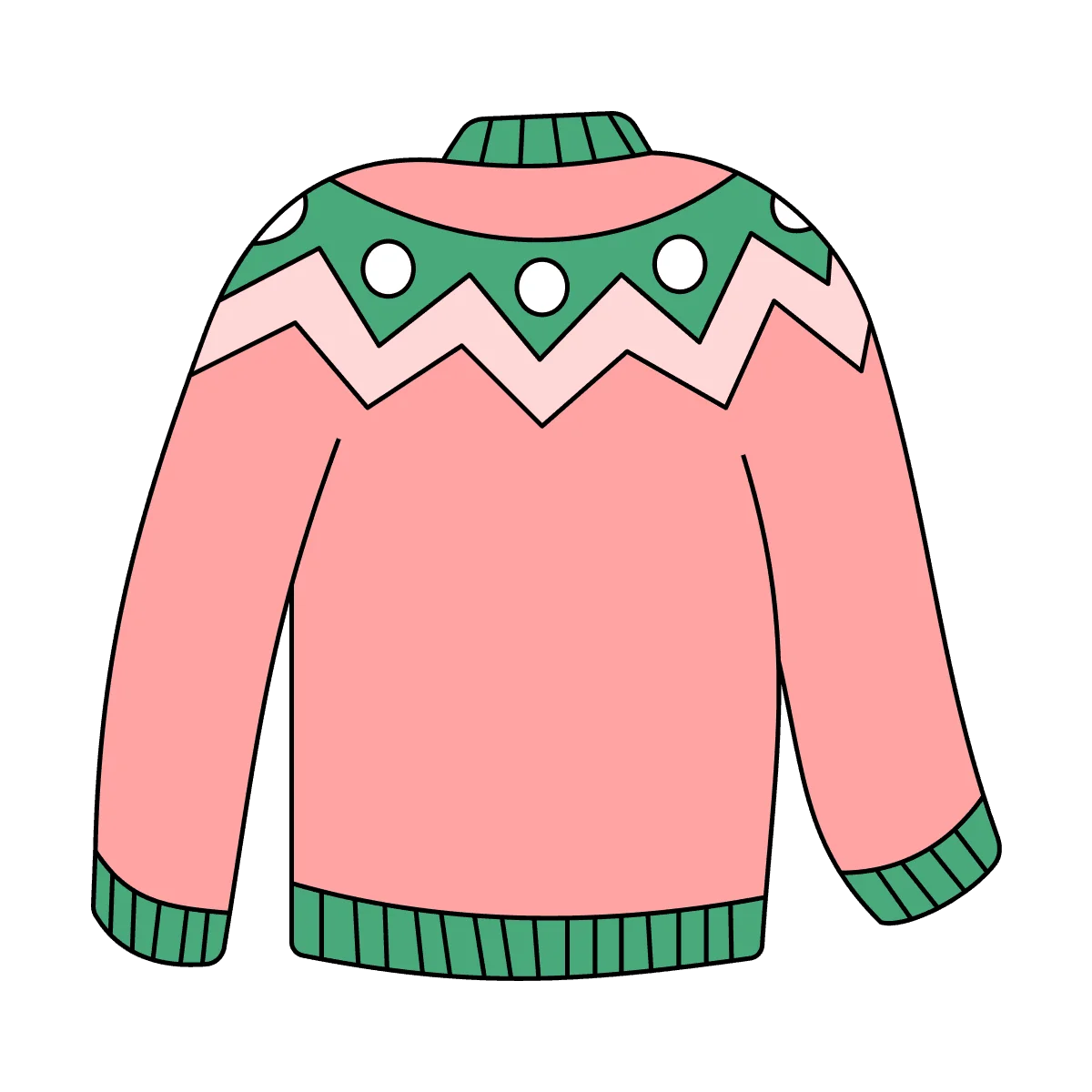Charming Pink and Green Retro Geometric Pattern Ugly Sweater Clipart Design