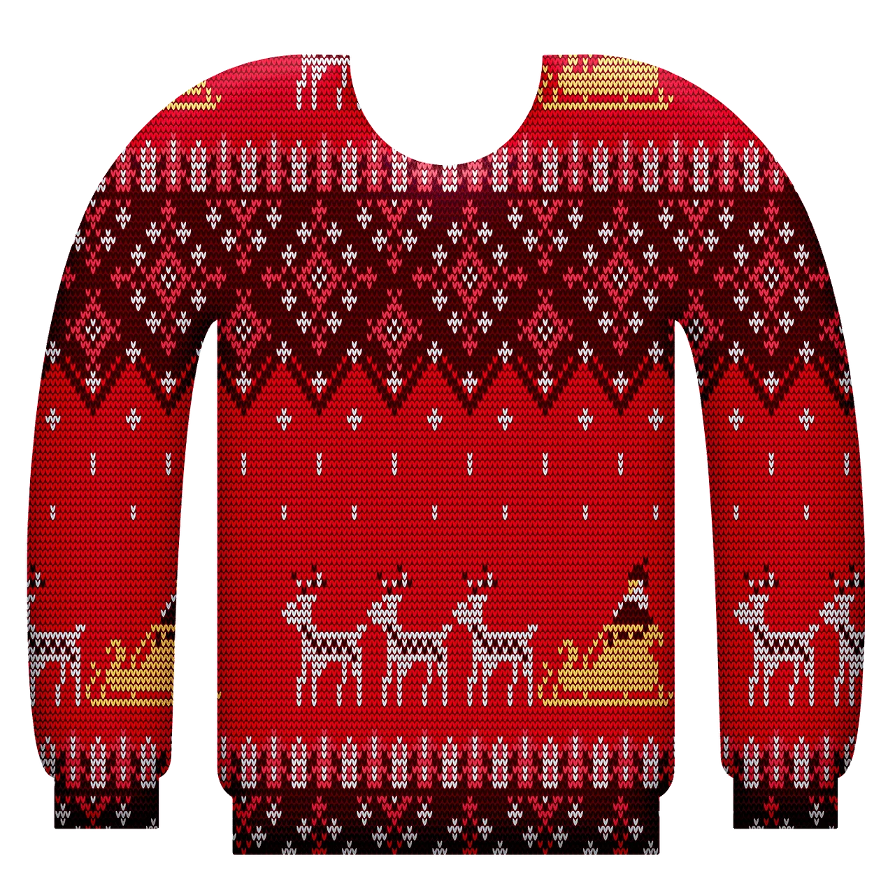 Classic Nordic-Style Christmas Reindeer Ugly Sweater Clipart Design in Bold Red