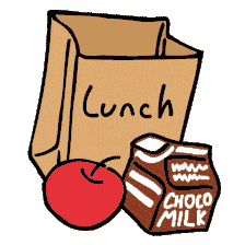 Classic School Lunch Clipart with Red Apple and Chocolate Milk Carton