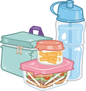Colorful School and Workplace Lunch Accessories Clipart Collection