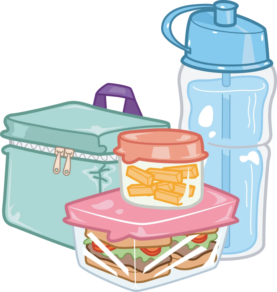 Colorful School and Workplace Lunch Accessories Clipart Collection