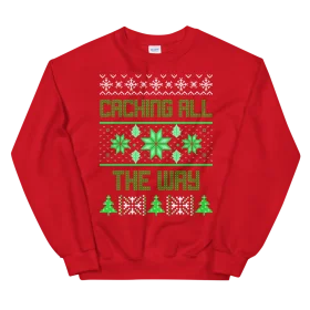 Festive Christmas Knit Clipart Sweater with Bold Green and White Nordic Pattern