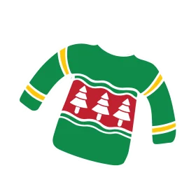 Festive Green Ugly Christmas Sweater Clipart with Whimsical Tree Pattern