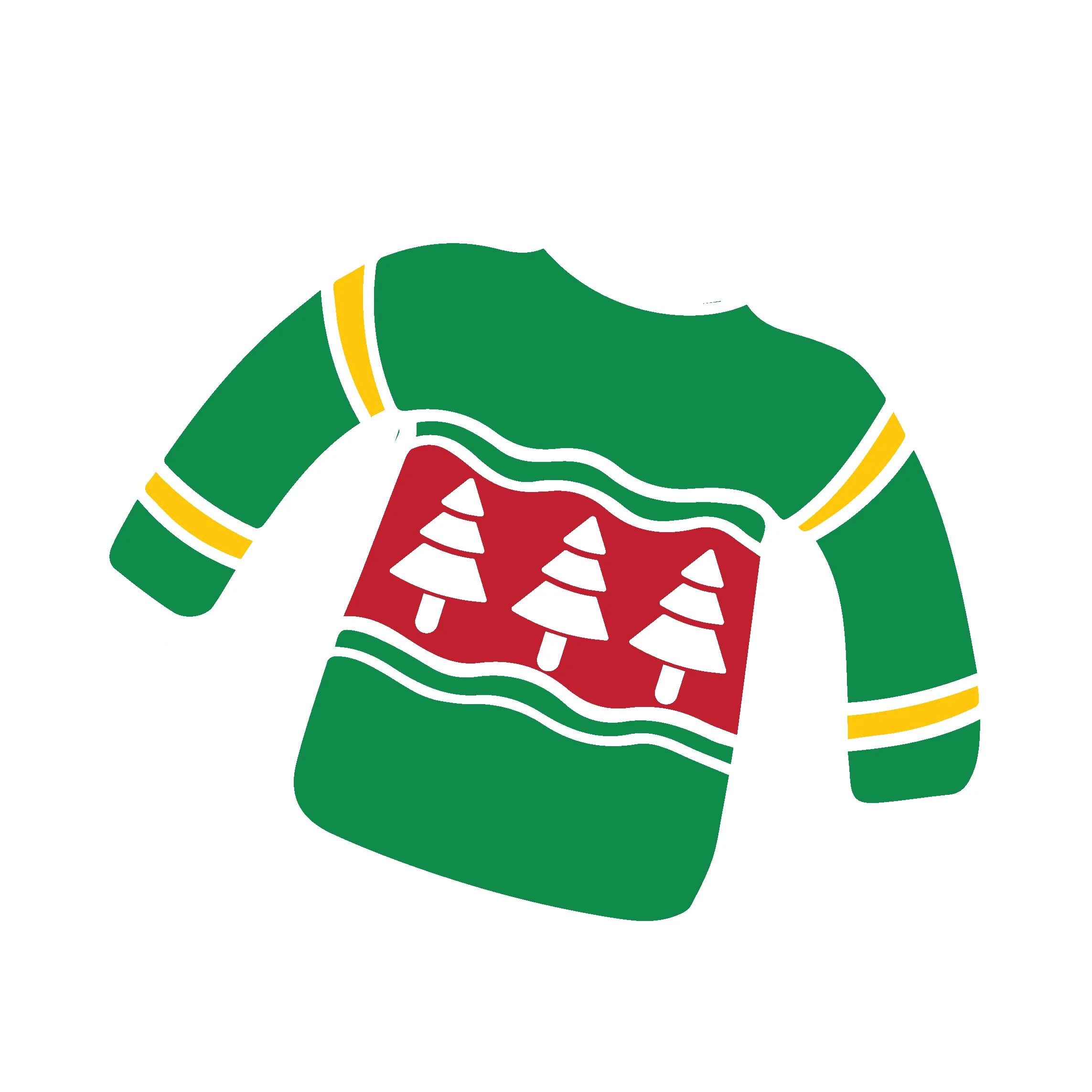 Festive Green Ugly Christmas Sweater Clipart with Whimsical Tree Pattern