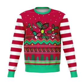 Festive Holiday Knit Clipart: Whimsical Christmas Sweater Design with Playful Elves
