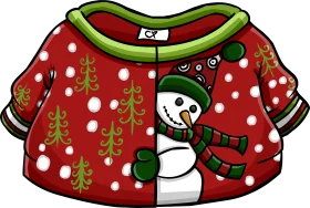 Festive Holiday Snowman Ugly Christmas Sweater Clipart Design with Whimsical Details