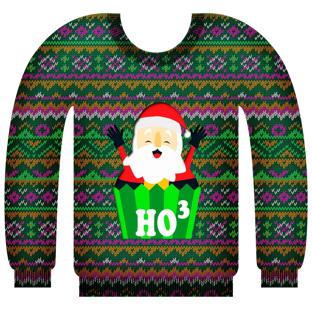 Festive Santa Claus Ugly Christmas Sweater Clipart with Jolly Ho Ho Ho Design