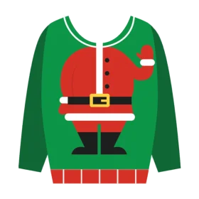 Festive Santa Claus Ugly Christmas Sweater Design Clipart Illustration