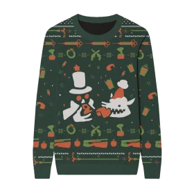 Festive Winter Snowman Friends Ugly Christmas Sweater Clipart Design