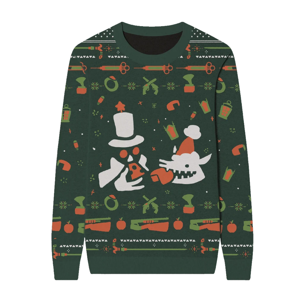 Festive Winter Snowman Friends Ugly Christmas Sweater Clipart Design