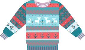 Festive Winter Wonderland Reindeer Knit Sweater Ugly Christmas Clipart Design