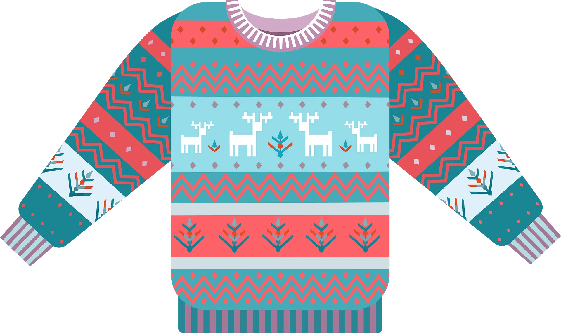 Festive Winter Wonderland Reindeer Knit Sweater Ugly Christmas Clipart Design