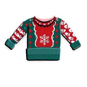 Festive Winter Wonderland Ugly Christmas Sweater Clipart Design with Snowflake