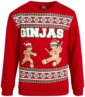 Hilarious Ginja Warrior Christmas Sweater Ugly Clipart Design