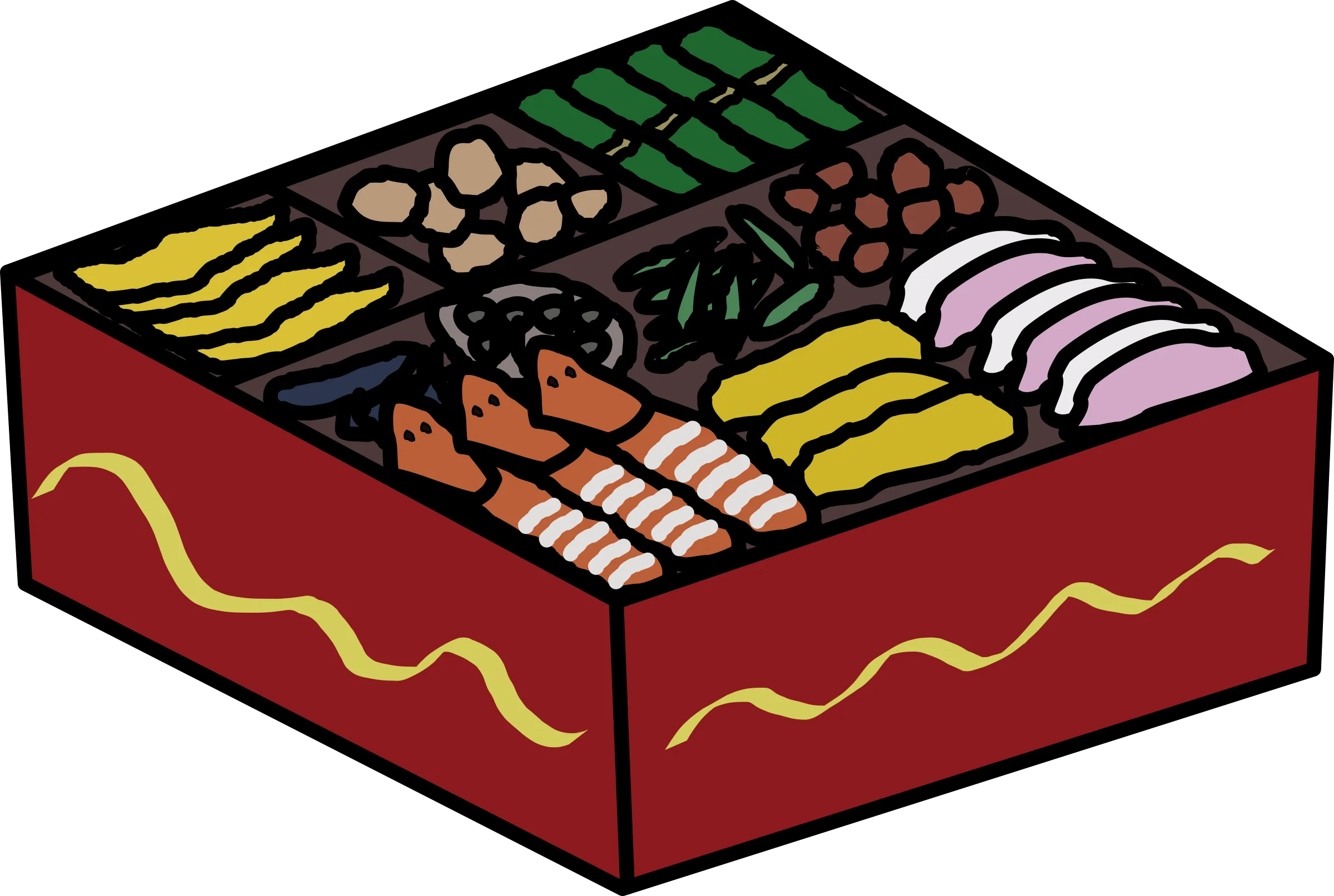 Japanese Bento Box Clipart: A Delightful Compartmentalized Lunch Illustration