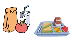 School Lunch Essentials Clipart: Nutritious Midday Meal Illustration