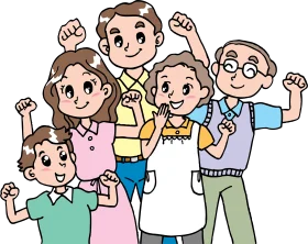 Cheerful Family Wellness and Positive Energy Clipart Illustration