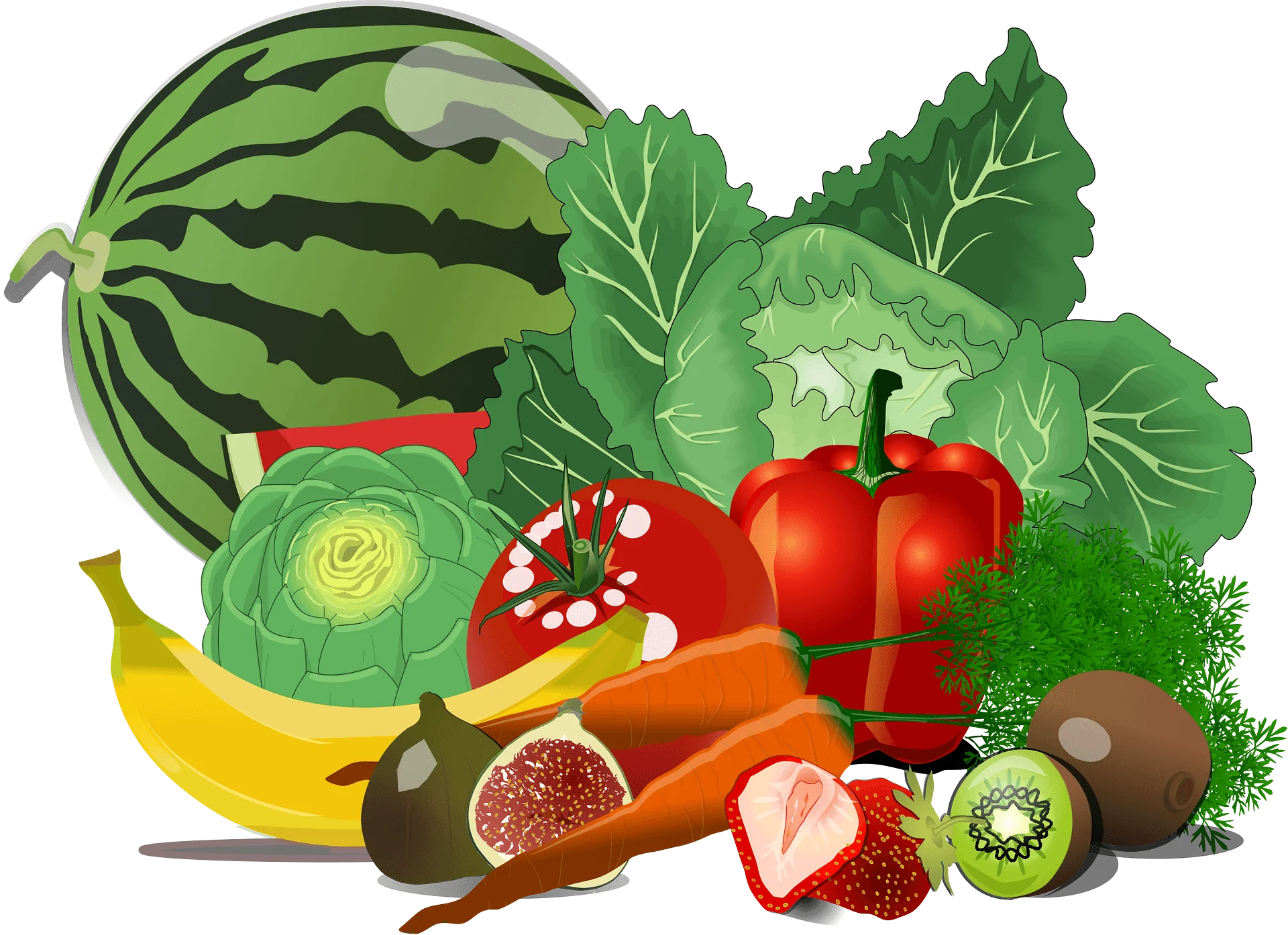 Nutritious and Fresh Organic Produce Clipart Collection of Fruits and Vegetables