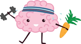 Adorable Brain Fitness Buddy Clipart: Exercise and Nutrition Mascot
