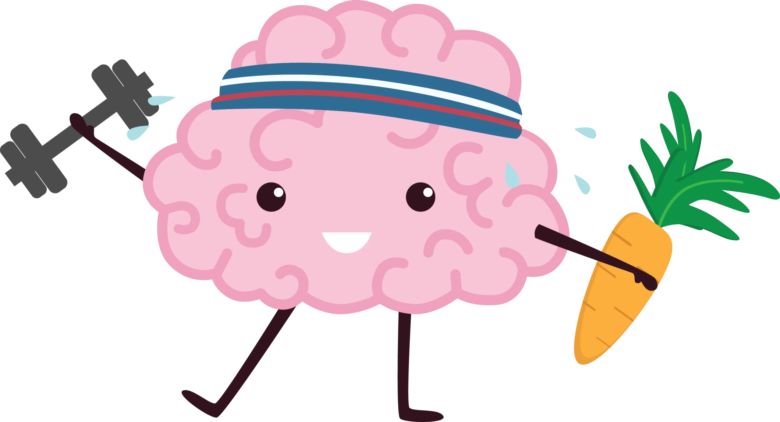 Adorable Brain Fitness Buddy Clipart: Exercise and Nutrition Mascot