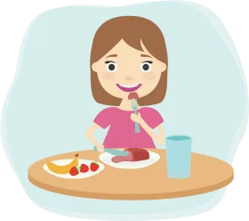 Cheerful Child Enjoying a Nutritious Meal: Healthy Eating Clipart Illustration