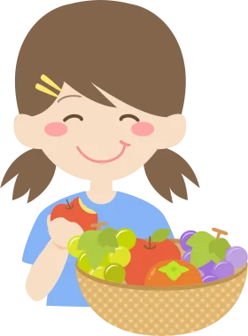 Cheerful Child Enjoying Fresh Fruits: A Colorful Healthy Eating Clipart Illustration