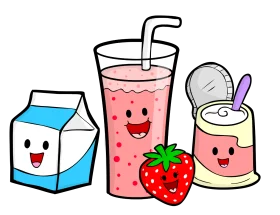 Cheerful Healthy Breakfast Clipart: Cute Cartoon Beverage and Dairy Delights
