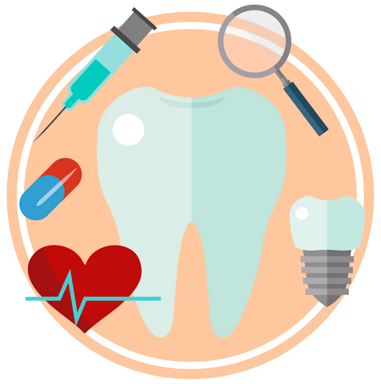 Comprehensive Dental Health and Medical Care Illustration Clipart Design