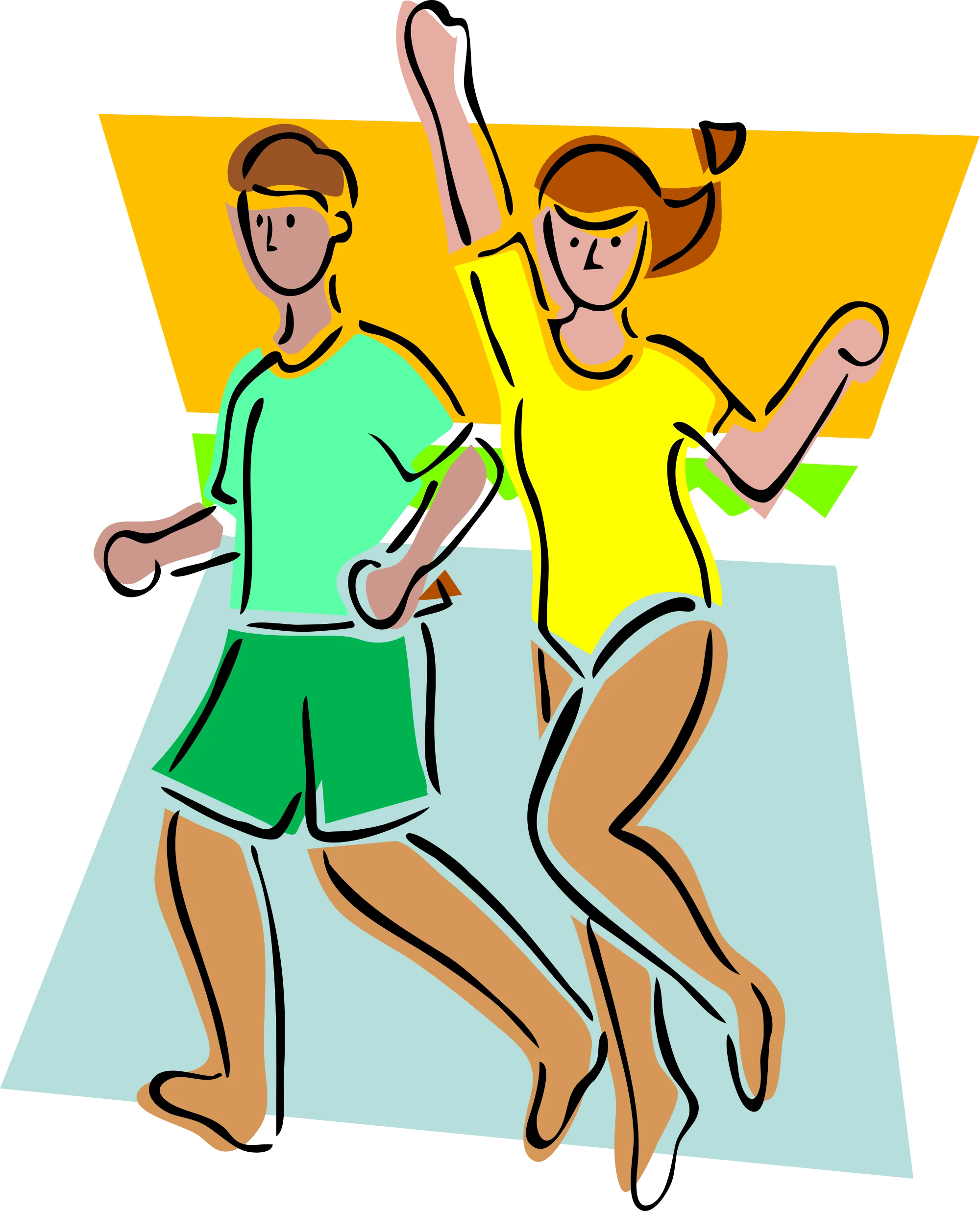 Dynamic Fitness Partners Celebrating Active Lifestyle Wellness Clipart Illustration