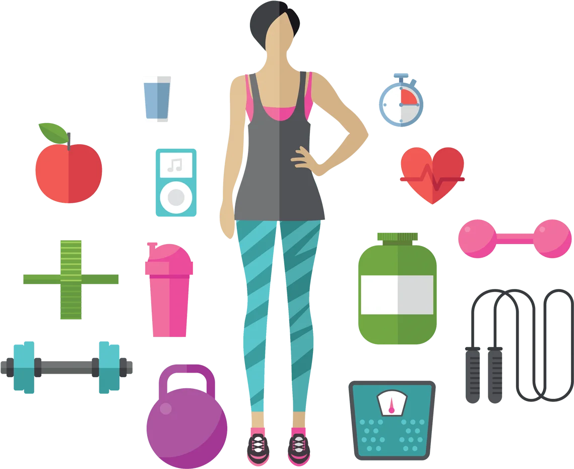 Fitness and Wellness Journey: Comprehensive Health and Exercise Clipart Collection