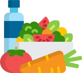 Nutritious Ingredients Clipart: Fresh Produce and Hydration Essentials